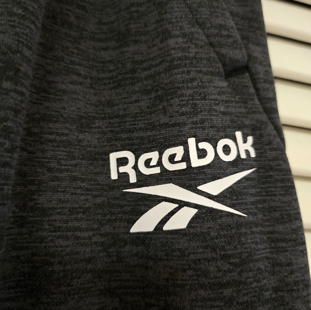 Reebok - Men's Charcoal Grey & White Sweatpants With Pockets - Picture 4 of 5